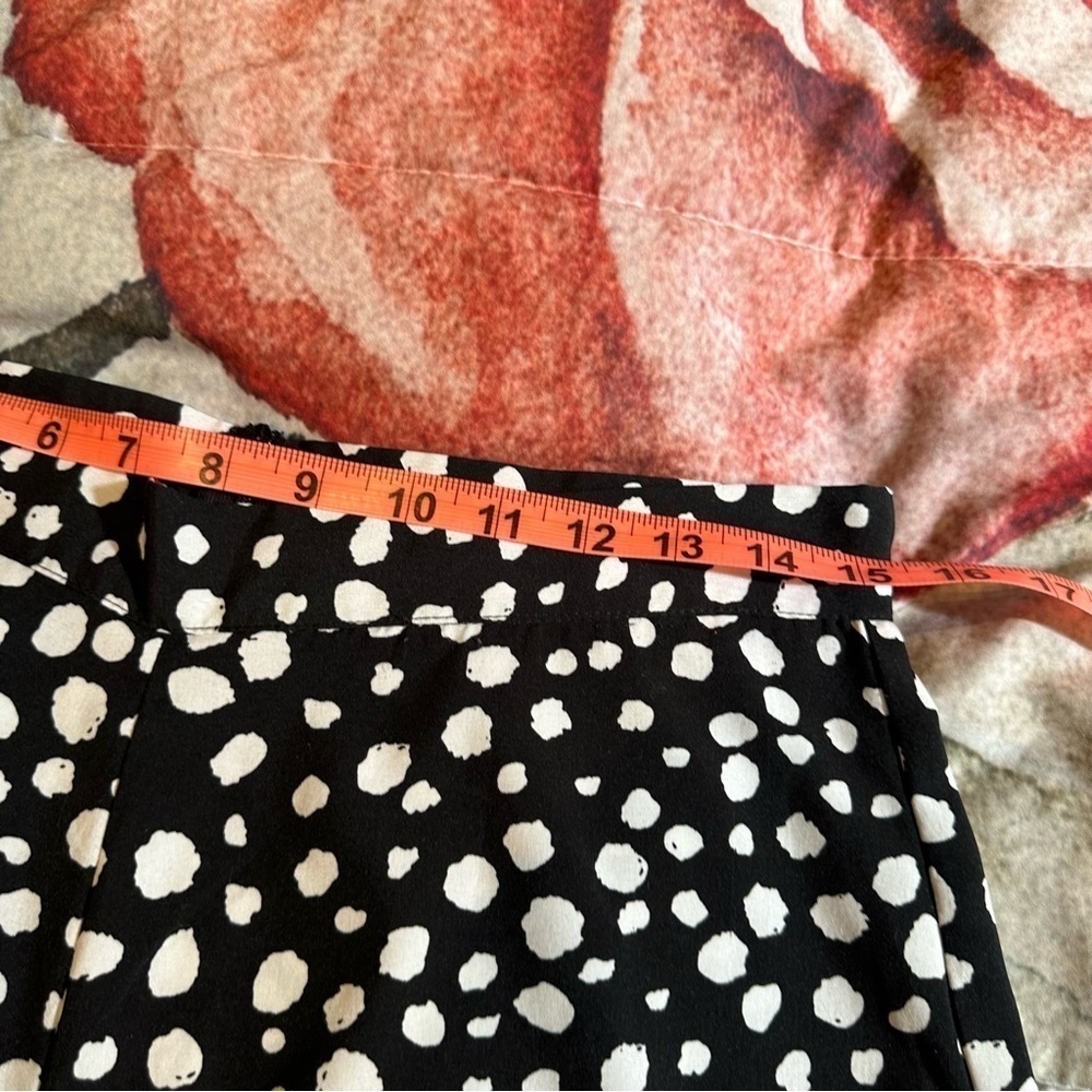 black and white high waisted lightweight super wide leg pants polka dot - Picture 9 of 14